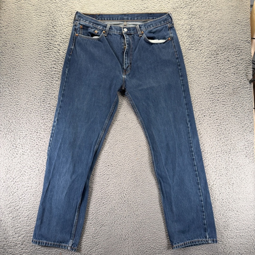 Levi's 505 Jeans Men's 38x34 Blue Cotton Denim Straight Leg Workwear Travel